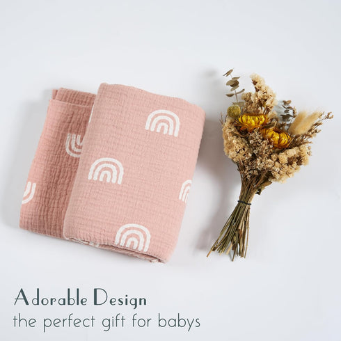 Meracorallo Muslin Swaddle Blanket, 100% Organic Cotton Receiving Blanket, Soft Breathable Wrap for Baby Boys Girls,