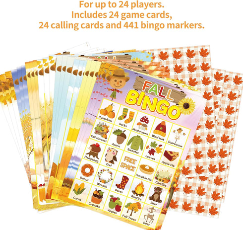 Fall Bingo Game for Kids - 24 Players Happy Harvest Thanksgiving Party Supply
