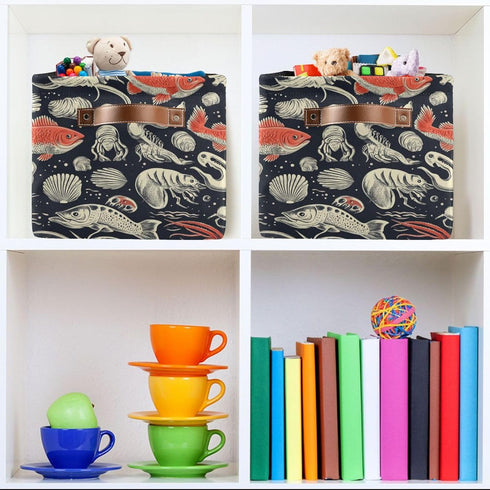 CWUPZAY 1 Pack Salmon Storage Basket Canvas Fabric Collapsible Storage Bins Box Organizer Waterproof for Home Bedrooms
