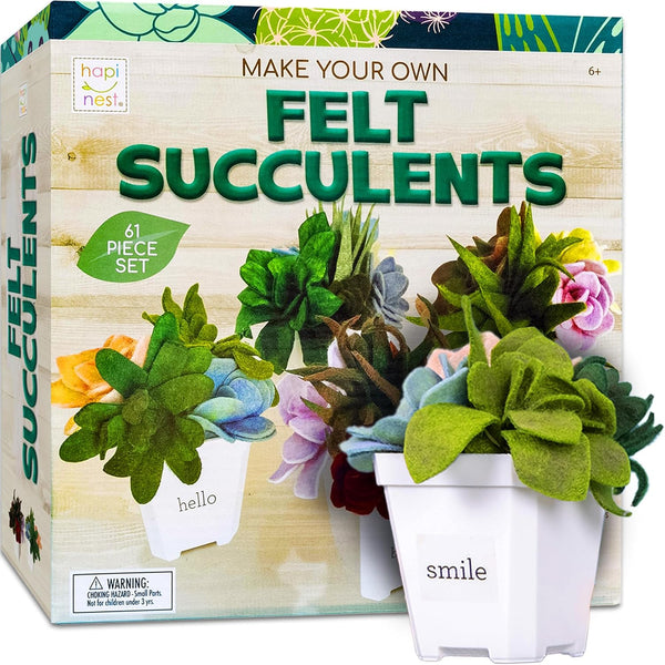 Hapinest DIY Potted Felt Succulents Craft Kit for Adults Women Teens and