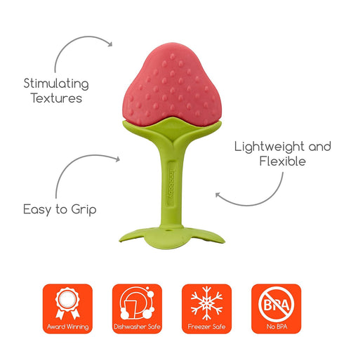Award Winning Original Teethin Smart EZ Grip Fruit Teether by Innobaby - Sore Gum Relief for Front Teeth & Molars