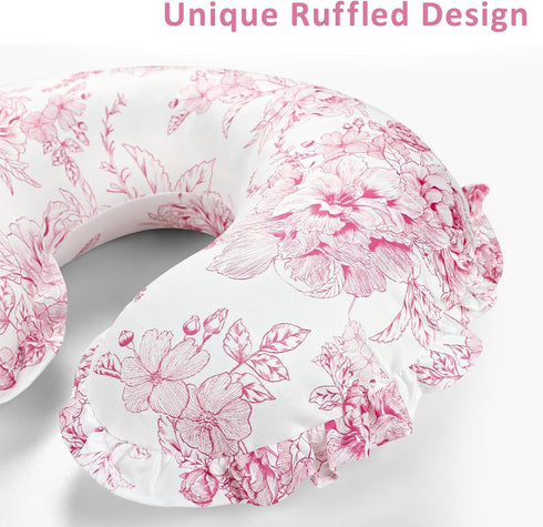 DILIMI Nursing Pillow Cover, Removable Ruffled Pillowcase for Breastfeeding Pillows, Ultra Soft Comfortable Slipcover