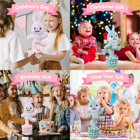 Talking Dancing Bunny Baby Toy for Kids Interactive Plush Toddlers Toys Talking Bunny Repeats What You Say Realistic