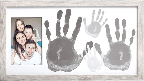 Kate & Milo DIY Family Photo Frame and Paint Kit – Rustic Farmhouse Craft Keepsake for Parents, Gray