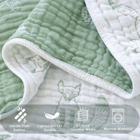 70% 30% 43 43 Inch BOPRIO Muslin Baby Blankets for Baby Infant Toddler, Cotton and Rayon with Animal Design Super Soft