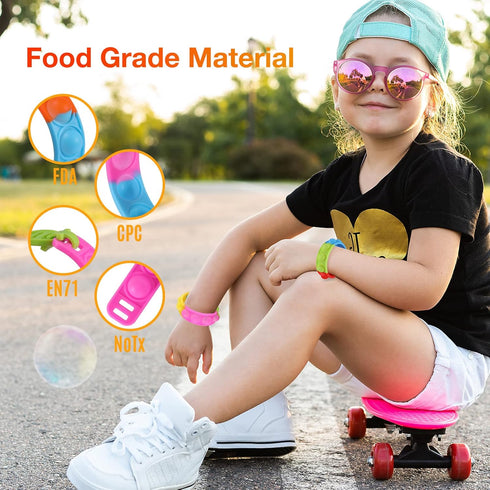Kids Party Favors Pop Fidget Toys, 24 Packs Fidget Bracelets for Birthday Party Goodie Bags, Classroom Prizes