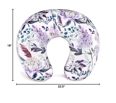 Set Purple Floral Wisteria Nursing Pillow Cover, Nursing Pillowcase for Baby boy or Baby Girl, Nursing Pillow slipcover