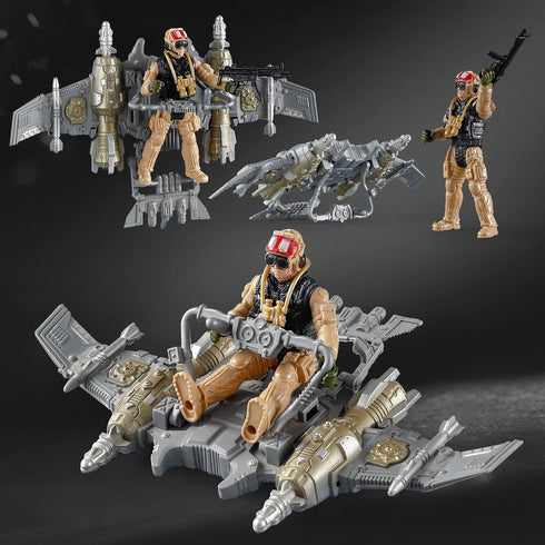 US Army Men Action Figures Play Set, Toy Soldiers with Military Weapons Accessories for Kids Boys