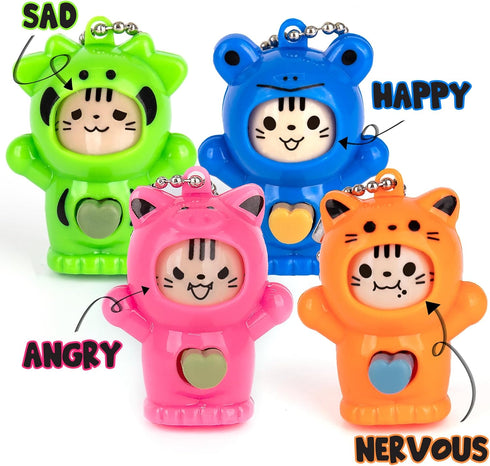 ArtCreativity Face Changing Animal Keychains for Kids, Set of 12 with 4 Different Expressions