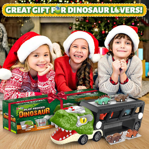 3-5, 5-7, 10 Set 3-4 3 4 5 6 Dinosaur Toys for Kids Dinosaur Transport Carrier Truck with Mini Car, Dinosaur T-Rex Cars