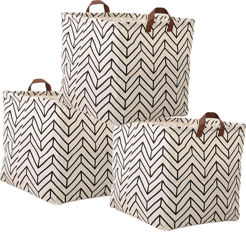 3 Pieces 13 Inch Square Storage Bin, Fabric Folding Storage Baskets with Handles, Organizer for Kid's Toy & Baby