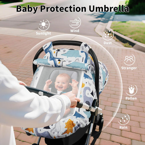 2 Elstey Car Seat Cover Baby, Minky Dot Carseat Covers Baby Girls, Lightweight Infant Car Seat Cover Canopy with Layers