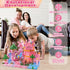100 Sets, 3 4 5 6 7 8-12 Magnetic Blocks - PCS Transparent Magnetic Building Block for Kids, Pink Princess Castle