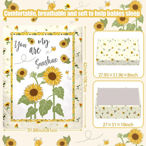 3 Set Mixweer Pcs Sunflower Bee Baby Crib Bedding Baby Girl Yellow Crib Sheets You Are My Sunshine Toddle Sheets Yellow