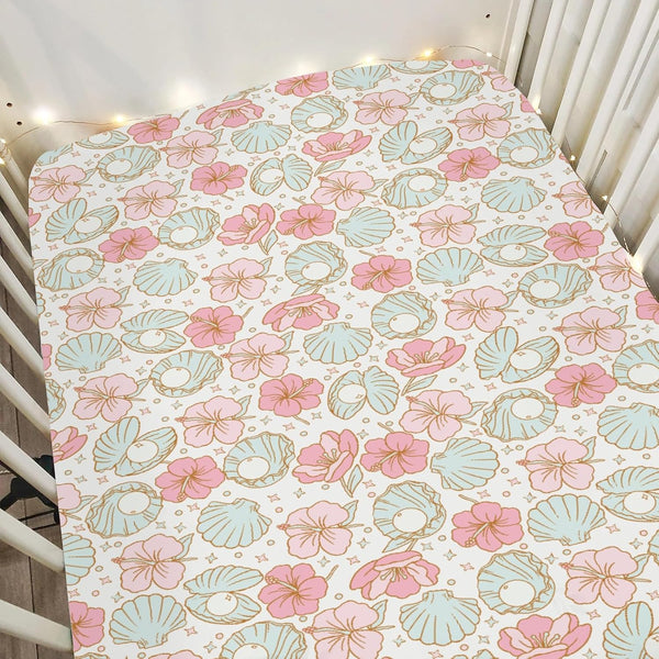 Boho Summer Mermaids Floral Baby Crib Sheets for Boy Girl 52"x28" Beach