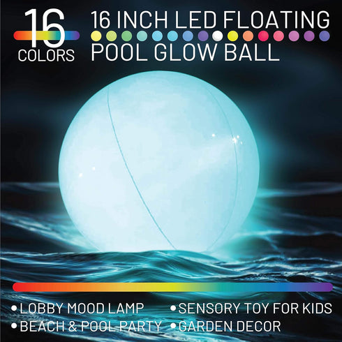 LED Beach Ball with Remote Control, 16 Colors Lights and 4 Light Modes, Pool Toys for Outdoor Beach Party Games