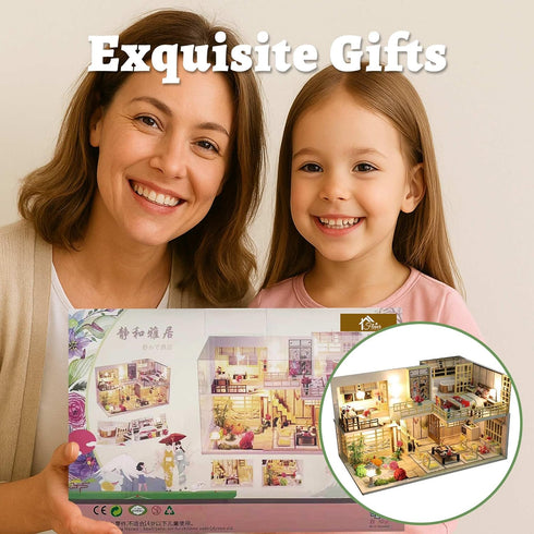 Flever Dollhouse Miniature DIY House Kit with Japanese Style, Creative Room with Furniture for Romantic Valentine's