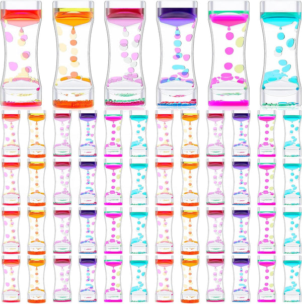 Hollowfly 18 Pcs Liquid Motion Bubbler Timer Sensory Fidget Colorful Hourglass Desktop Calming