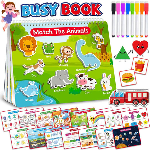 Benresive Montessori Busy Book for Toddlers 2-4, Preschool Learning Activities, Sticker Books for 2 3 4 Year Olds,