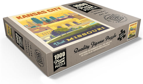 MyPuzzle Missouri Vintage Poster: Kansas City, Union Station - Premium 1000 Piece Jigsaw Puzzle for Adults