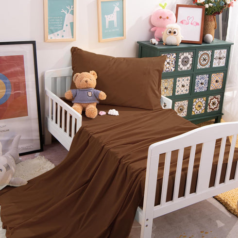 Generic 3-Piece Set Yellow Microfiber Crib Sheet - Super Soft, Fade Resistant Flat & Fitted Sheets with Pillowcase