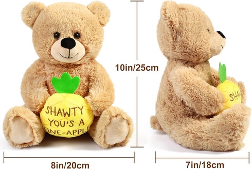 BenBen Teddy Bear for Girlfriend, Shawty U Fine, 12 inch Teddy Bear Stuffed Animal with Pineapple, Funny Plush Bear Toy Gift for Her, Women, Wife on Christmas Valentine's Day Anniversary