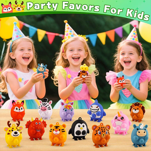 12 ChildFun PCS Party Favors for Kids, Silicone Animal Pop Fidget Toys with Suction, Birthday Gifts for Boy Girls