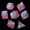 D&D Sharp Edge Polyhedral Dice Mini Planet Dice Handmade Set for Dungeons and Dragons (Cherry Blossom)