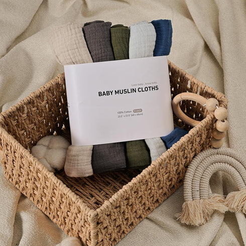 5 Pack Muslin Receiving Blankets, Neutral Blanket Swaddling for Newborn Boys and Girls, Breathable and Skin-Friendly
