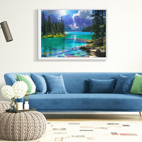 500 Pieces Jigsaw Puzzle for Adults, Mountain Forest Lake Puzzle, Gift for Family, Home Decor 20.5 x 15 in