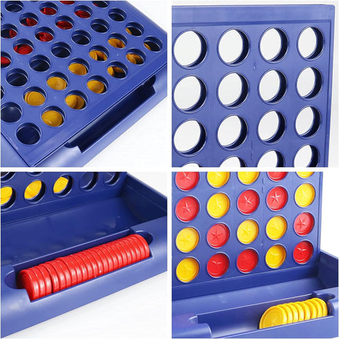 4 in a Row Game - Classic Family Fun Game with 6 Spare Discs for Kids Ages 3-12 (Blue)