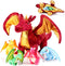 Lenwen 5 Pcs Dragon Plush Stuffed Animal - 16 Inch Giant Mommy Dragon with 4 Pcs Babies in Zippered Belly for Kids