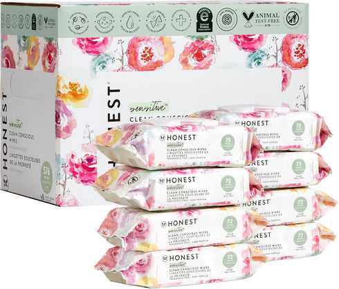 The Honest Company Clean Conscious Unscented Baby Wipes - 576 Count, Hypoallergenic & Compostable