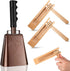 Nuanchu 4 Pcs Matraca Noise Makers, Steel Cow Bells Ratchet Wooden Spinning Rattle for Games Party Sports