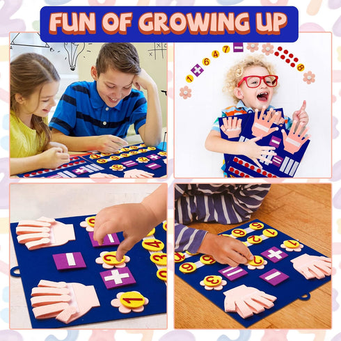 2 Handmade Felt Finger Toy Set, Felt Math Toys for Kindergarten Learning, Counting Finger Boards Addition Subtraction