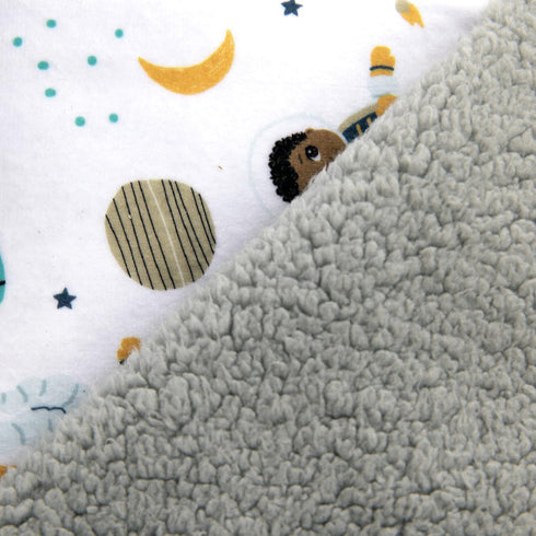 Ashton Plush Baby Blanket 30' x 40' Soft Fleece, Grey Astronaut and Space Theme for Newborn & up