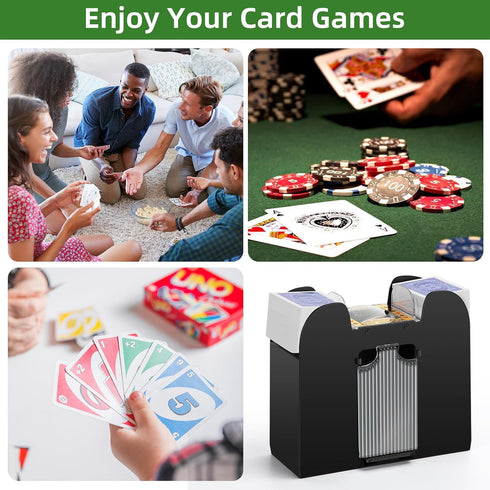 Automatic Card Shuffler for 1/2/4/6 Decks, Battery Operated Electric Shuffler for UNO, Casino Card Games, Home Use