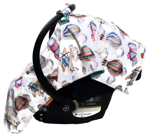 Dear Baby Gear Deluxe Car Seat Canopy - Infant Car Seat Cover - Opal Blue 40"x30" - Covers for Car Seats (Airplanes,