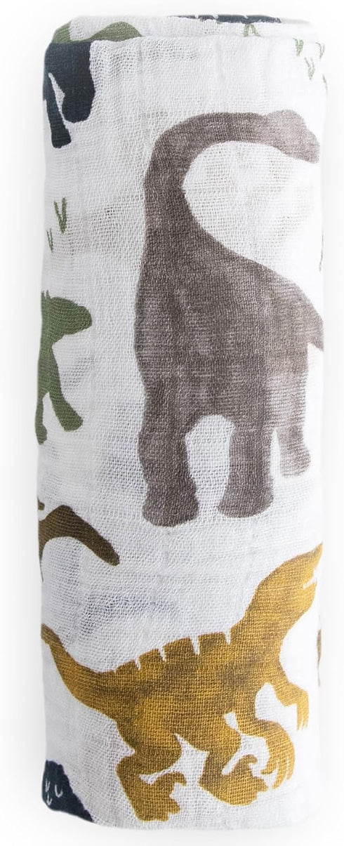 Little Unicorn Premium Cotton Swaddle Baby Blanket | Breathable Fabric | for swaddling, Play, Nursing & More (Dino