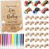 WinnerWhy Baby Shower Game Sign Kit Includes 32 Unfinished Wooden Car Blocks,