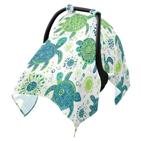 Mazeann Cute Ocean Turtle Car Seat Cover Baby Breathable Soft Infant Carseat Covers