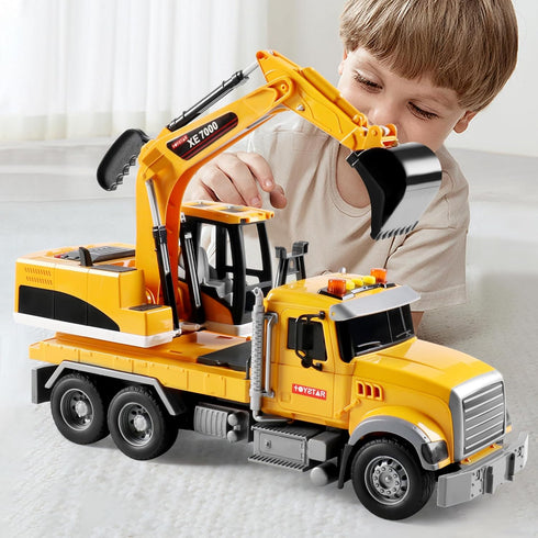3 4 5 6 Dwi Dowellin Large Excavator Truck Toy for Year Old Boys,Truck Toy with Sound and Light