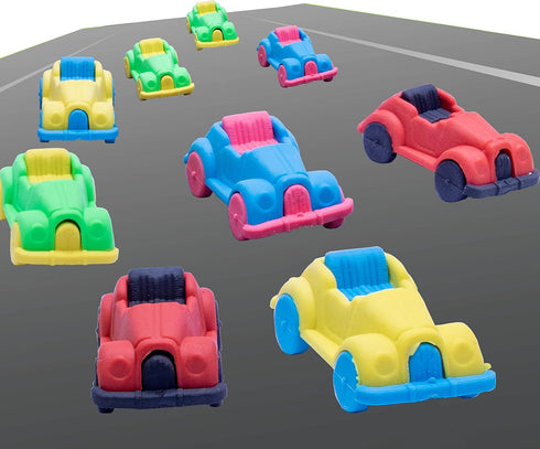 KR. LIF 24 Pcs Puzzle Pull Apart Car Erasers, 3D Mini Cute Erasers for Kids Bulk, Needed Desk Pets for Classroom