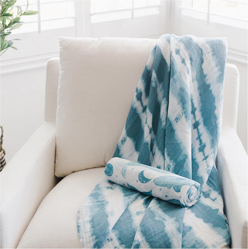 100% Set 2, 47" 47", Crane Baby Cotton Muslin Swaddle Blankets, Caspian Ocean, Baby Swaddle Blanket, of x Swaddles