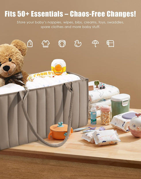 2-Pack SWEET DOLPHIN Quilted Diaper Caddy Organizer Premium Puffer Style Nursery Storage Bins Water-Resistant