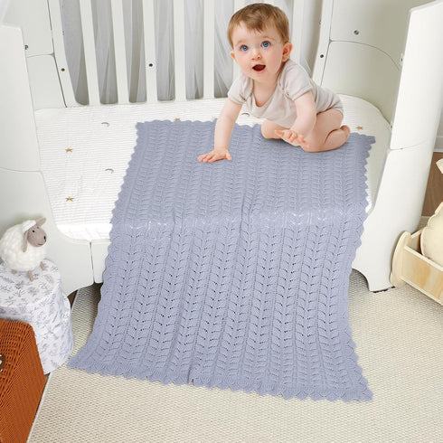 Neiwech Cozy 30x40 Inch Cotton Baby Blanket Knit Soft Lightweight Stroller Crib Nursery Receiving Swaddling Blankets
