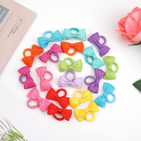 80PCS Tiny Hair Ties with Bows, Baby Bows Rubber Bands for Infants Toddlers Baby Girls Hair Accessories