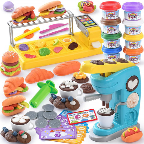 Color Dough Sets for Kids 2-4 4-8, Play Kitchen Creation Cafe Dough