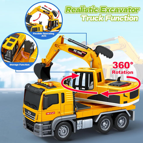 3 4 5 6 7 8 Bstoyder Kids Toys for Years Old Boys, Large Excavator Truck Toy with Lights, Sounds, Toddler Friction