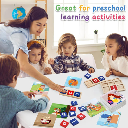 CVC Word Educational Toy Spelling Games, Montessori Learning Toys Gifts for 3-6 Years Old Kids, 60 Sight Words
